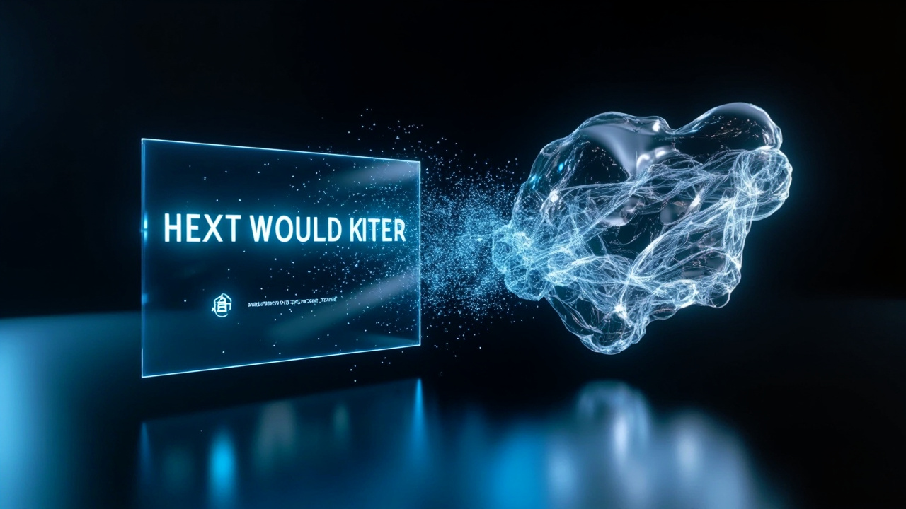 A futuristic digital interface displaying a text prompt being converted into a detailed 3D model in real-time