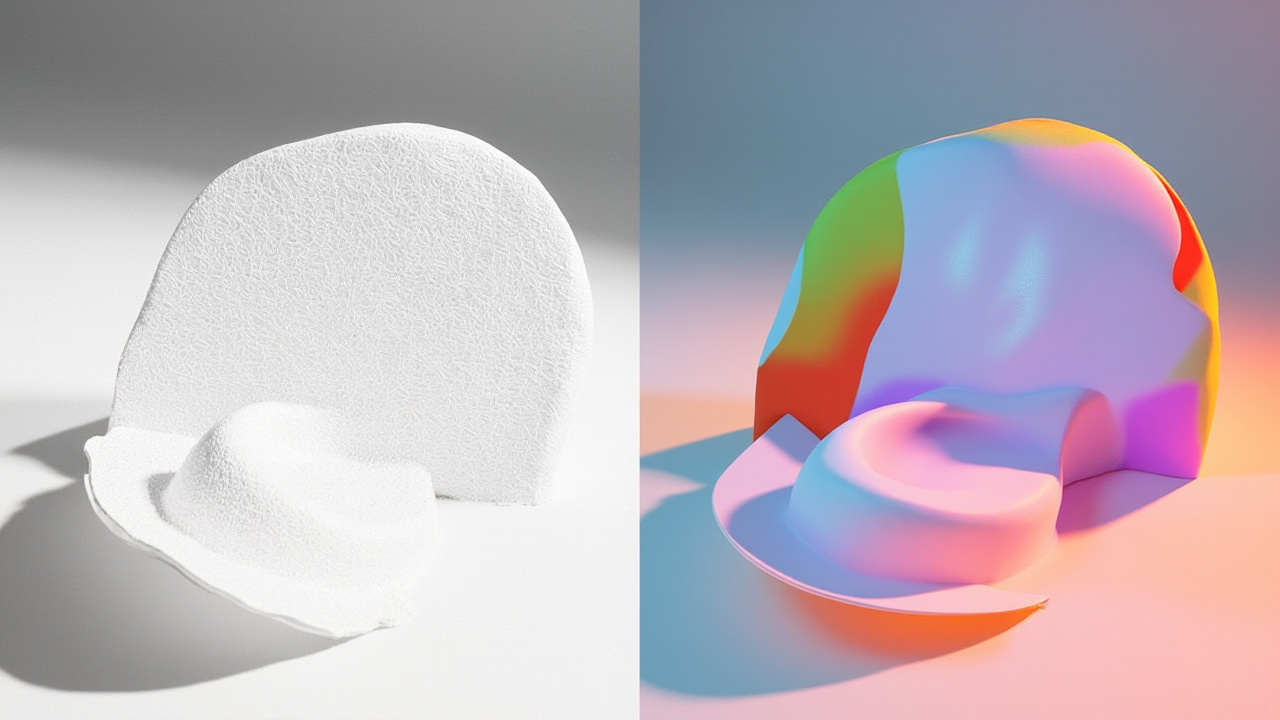 A side-by-side comparison of a 2D sketch and its corresponding 3D model rendered in a digital workspace