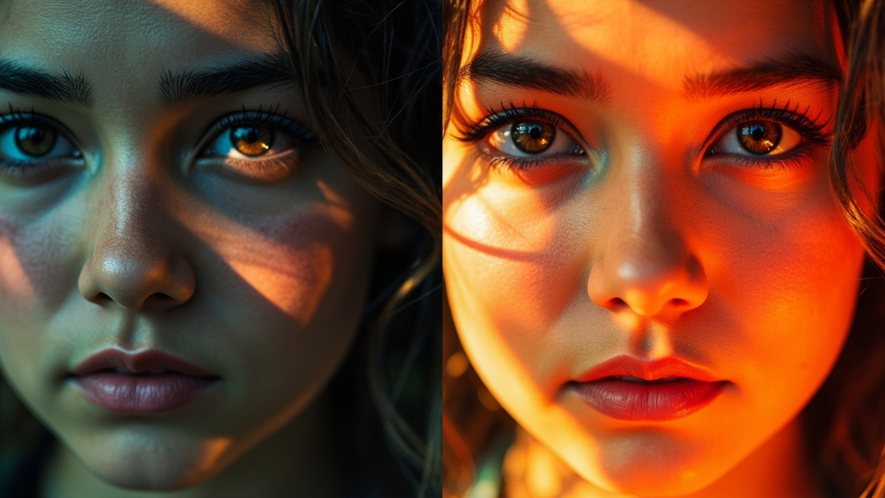 A side-by-side comparison of a standard photo and an AI-enhanced version, highlighting improved clarity and color accuracy